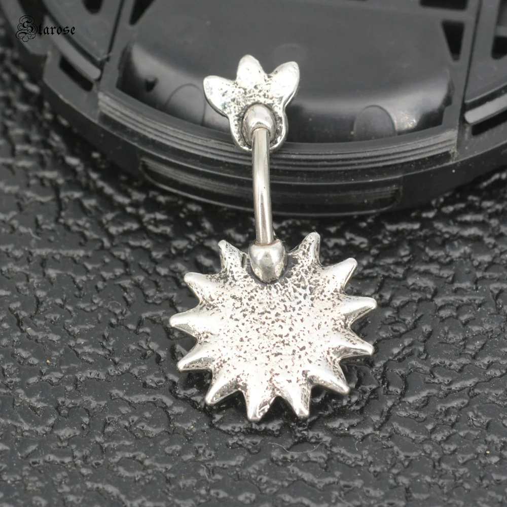 1.6x8mm pietra viola sole Piercing alla pancia bilanciere in acciaio inox Piercing all'ombelico gioielli falso opale ombelico anelli gioiello del partito