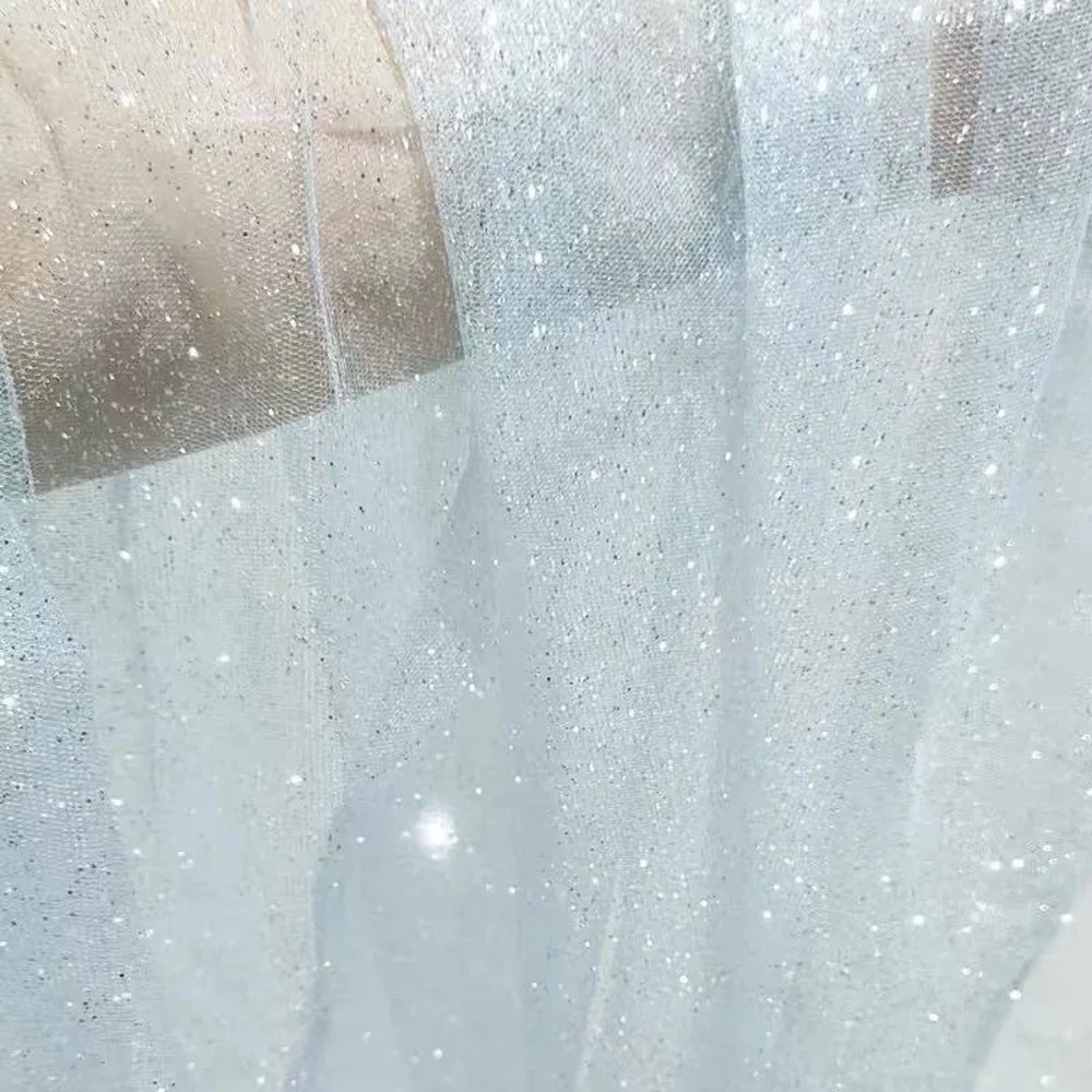 

New 45cmX150cm Mesh Sparkle Fabric Soft Glitter Sequin Sparkle Tulle Fabric DIY Sewing Solid Color Shiny Glitter Fabric