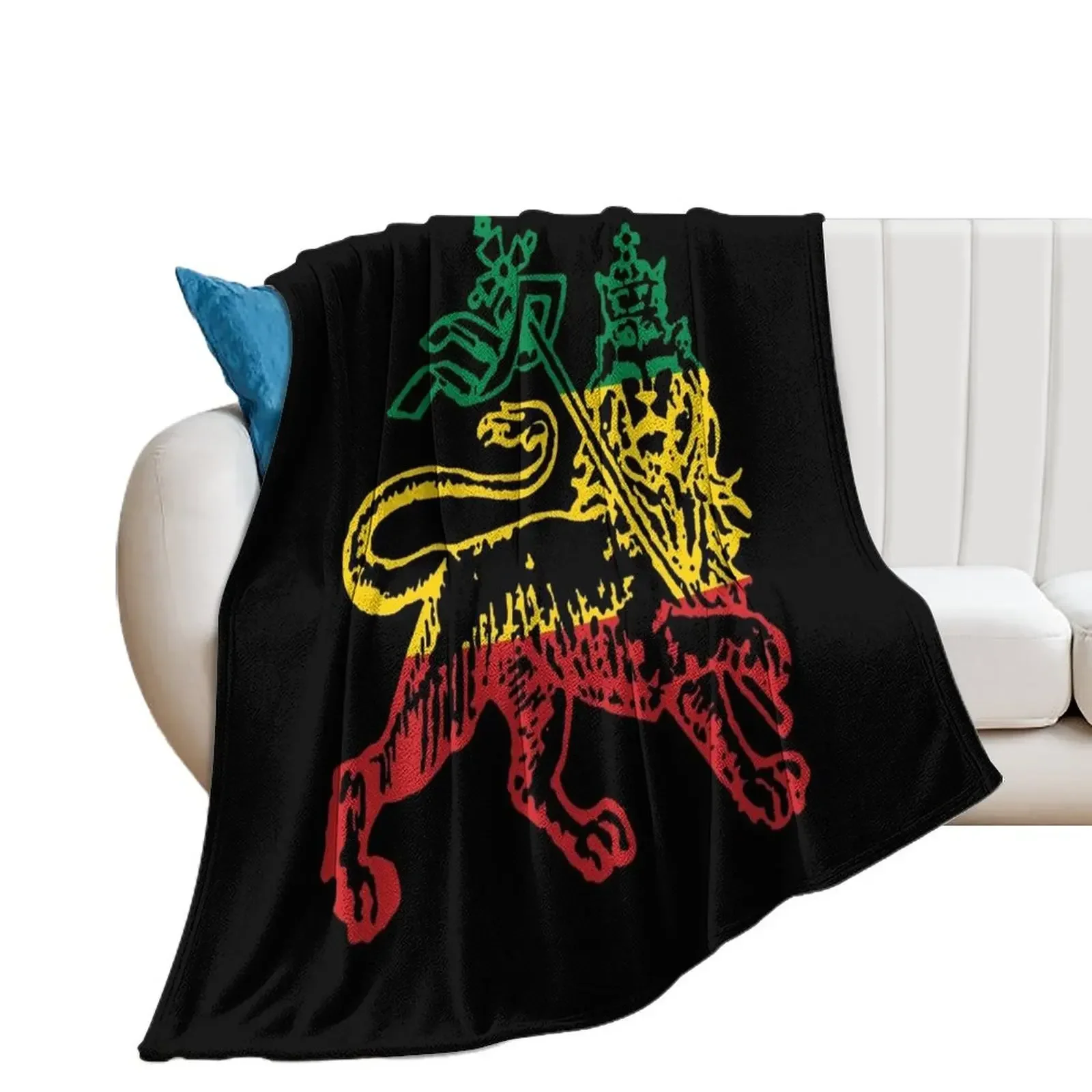 Lion of Judah Flag Ethiopia King Selassie Rasta Throw Blanket manga Personalized Gift Luxury Brand cosplay anime Blankets