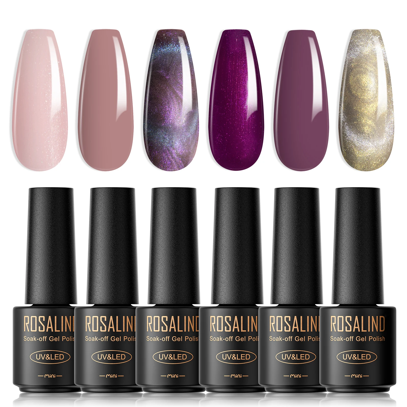 روزاليند أنيق جيل للأظافر مجموعة طلاء أظافر 6 قطعة مجموعات شبه دائمة لمستلزمات الأظافر التجميلية معالجة مع قاعدة مصابيح الأشعة فوق البنفسجية طلاء جل علوي