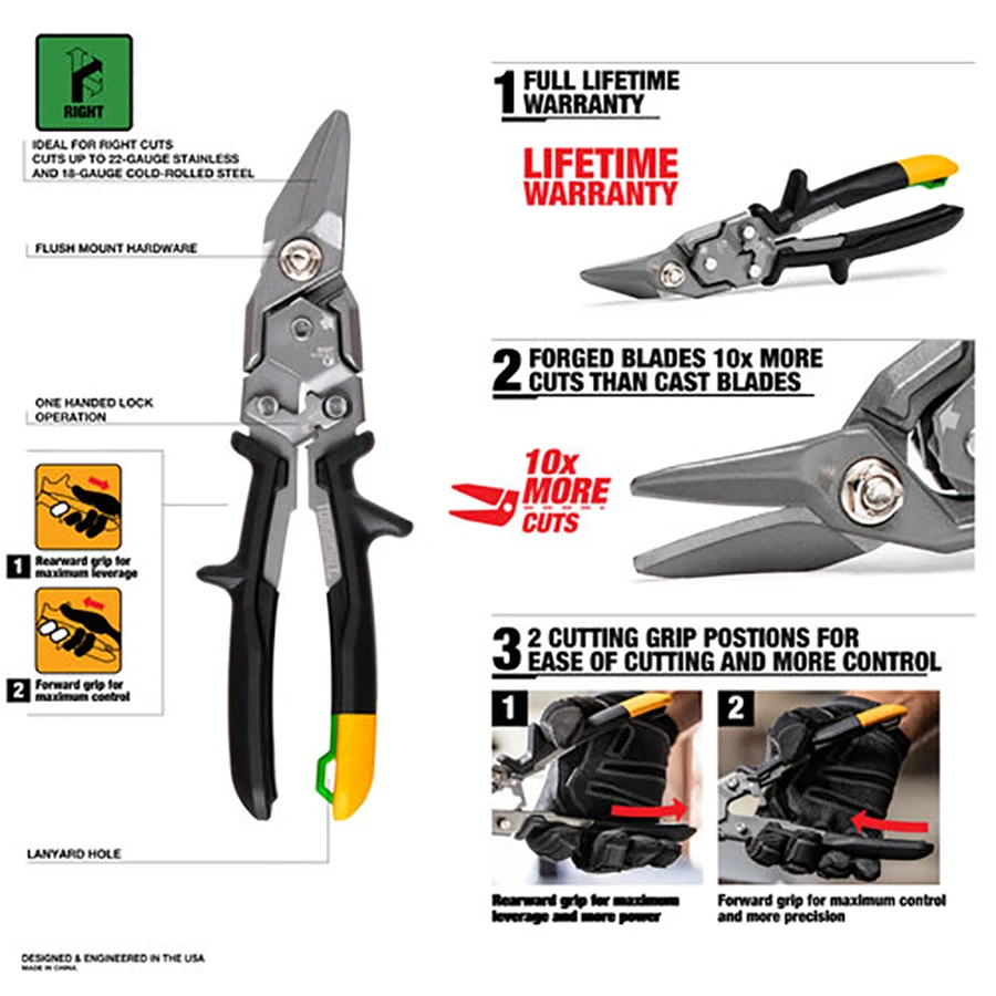 Imagem -03 - Toughbuilt-tesoura de Aviação Alumínio Plástico Estanho Ferramentas Manuais Tb-h460-l Tb-h4-60-r Tb-h4-60-sl Tb-h4-60-sol Aço Inoxidável
