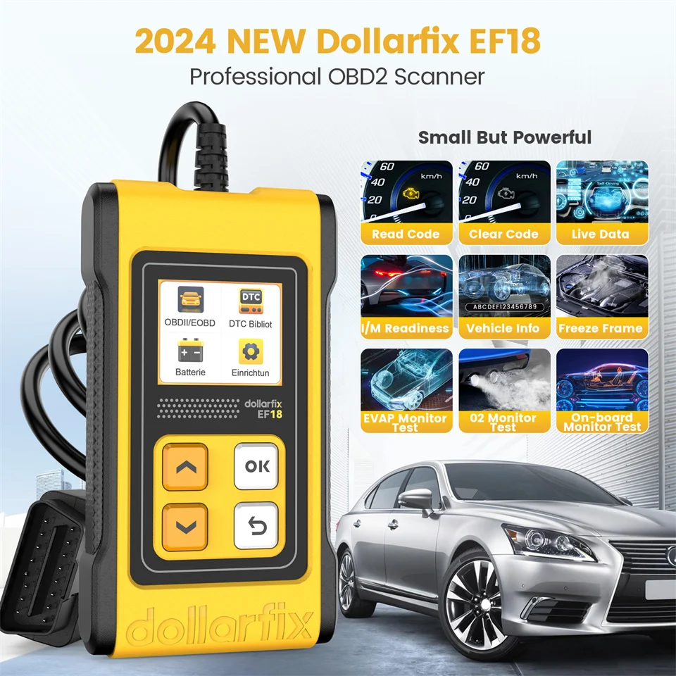 Dollarfix EF18 OBD2 Scanner Check Engine Light Car Code Reader DTC Look Up Car Diagnostic Tools for OBDII Vehicles After 1996