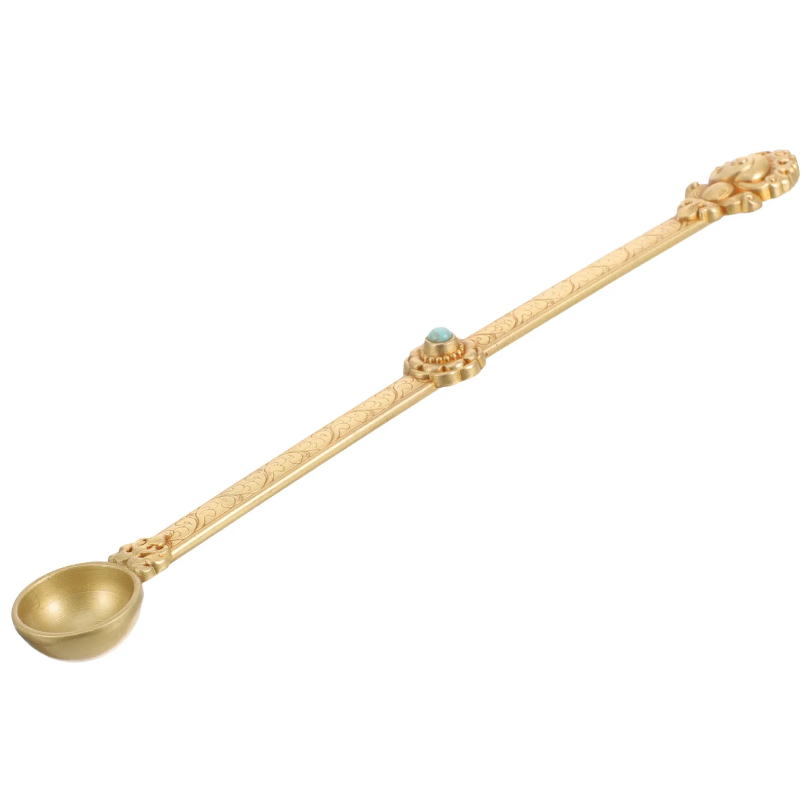 

Brass Buddha Spoon Pure Material Long Handle Spout for Ghee Pouring Religious Ritual Spoon Tibetan Crafted Brass Decor
