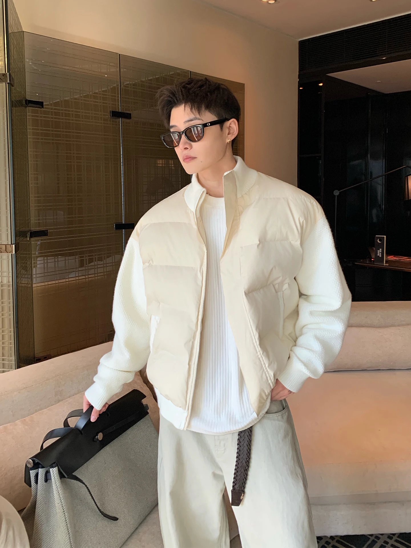 سترات رجالية جديدة لشتاء 2025 بياقة واقفة ومحبوكة على الموضة متعددة الاستخدامات سترات راقية للرجال بأكمام طويلة #3