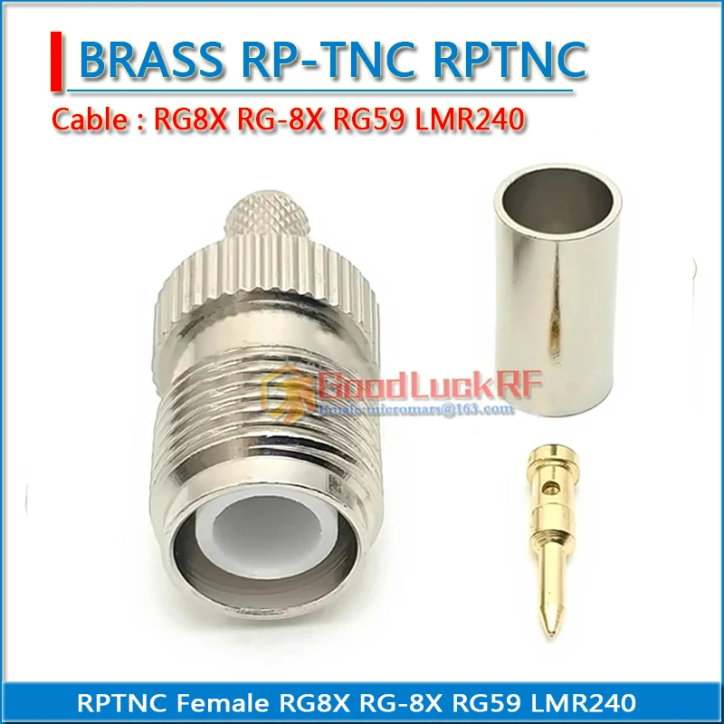 L12 RP-TNC RPTNC RP TNC Female Crimp for RG8X RG-8X RG59 LMR240 Cable Plug Nickel Plated Brass RF Connection Adapters