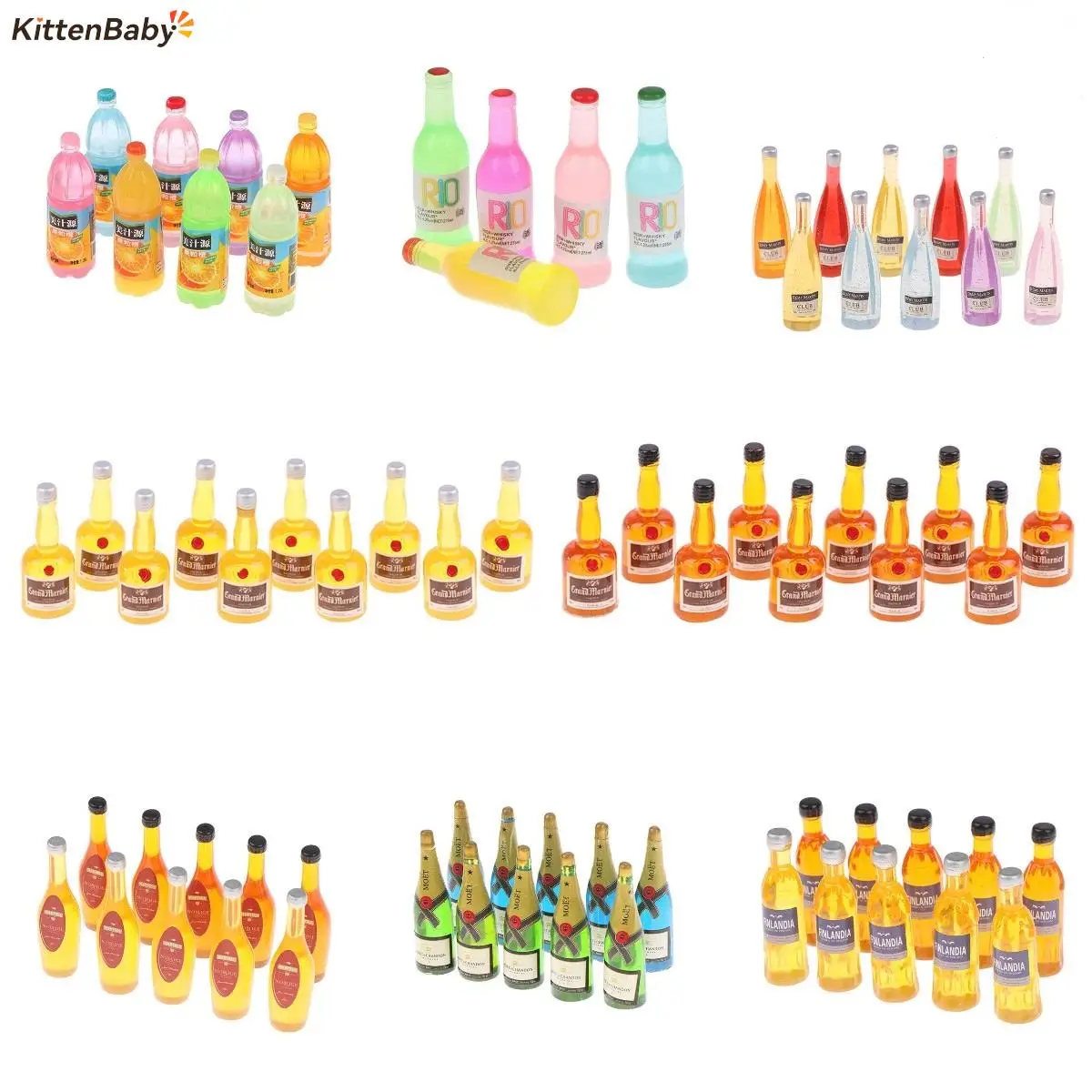 5Pcs/10Pcs 1/12 Dollhouse Miniature Accessories Mini Wine Bottle Simulation Drinks Model Toys For Doll House Decoration