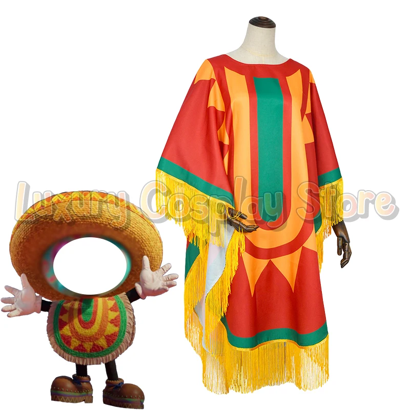 

Movie Odyssey Cosplay Tostarena Costume Super Bros Disguise Mexican-Style Orange Poncho Cloak Halloween Carnival Party Outfit