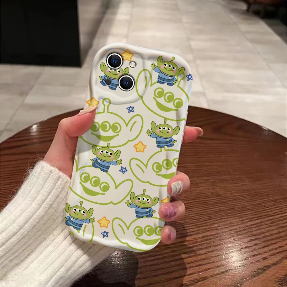 Cartoon Toy Story Alien 3D Wave Case For Samsung A73 A72 A71 A55 A54 A53 A35 A34 A33 A25 A24 A23 A15 A14 A13 A05 A04 4G 5G Cover