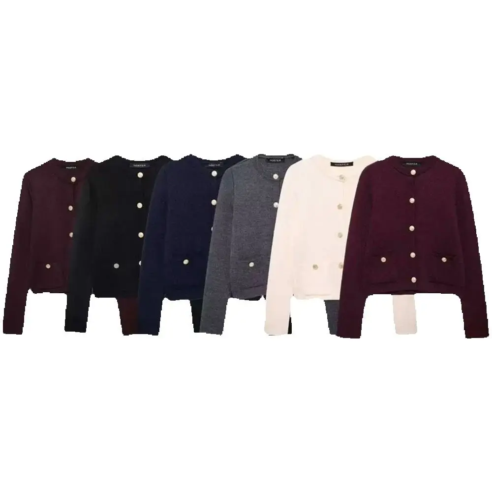

Women's Knitted Coat Gold Buckle Fashion Versatile Autumn New