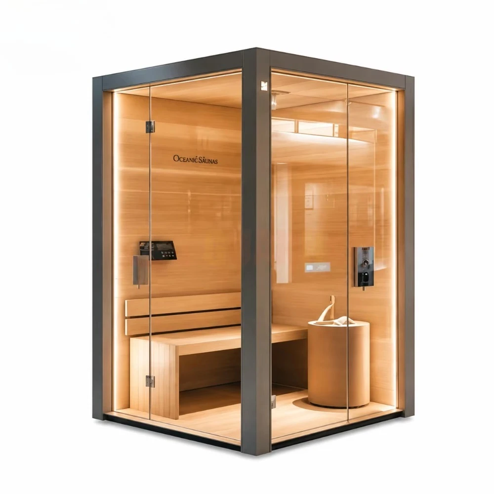 Modern Indoor Sauna Cabin Premium Freestanding Wooden Glass Sauna Room for Luxury Home Wellness and Spa