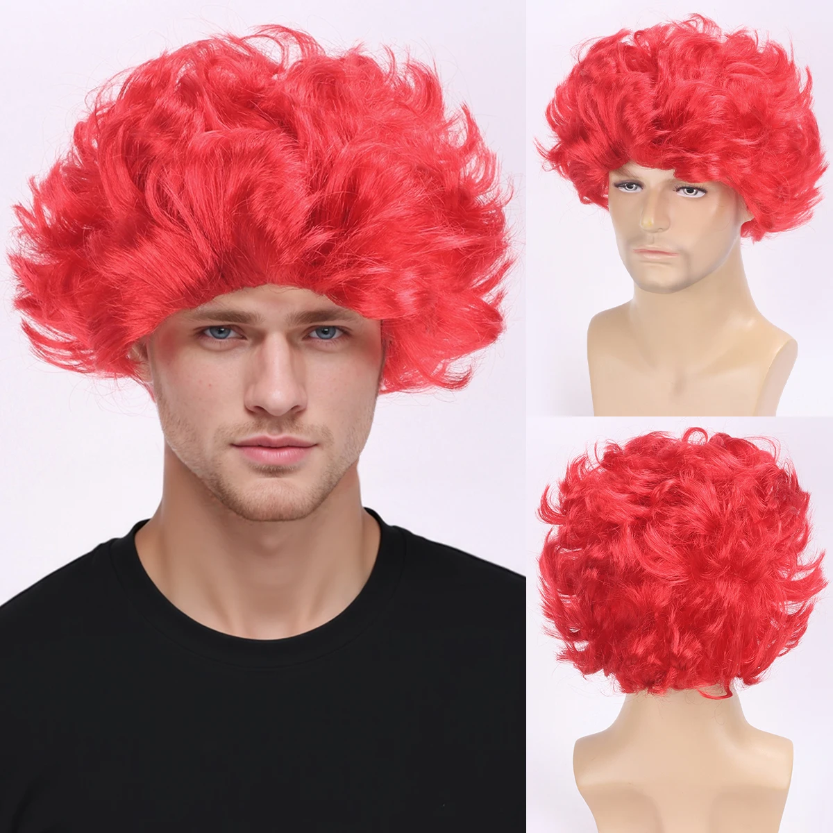 

Парик Макдоналдс «Дядя Ред» с кудрявыми волосами, пушистый, для Хэллоуина, фестивалей, выступлений, карнавалов, вечеринок - парик из синтетического волокна