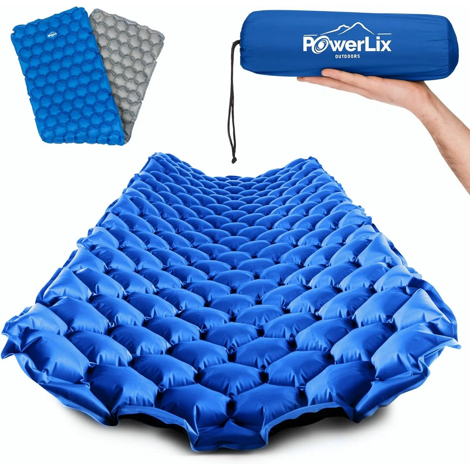 POWERLIX Ultralight Sleeping Pad for Camping with Inflating Bag Carry Bag Repair Kit – Compact Lightweight Camping Mat