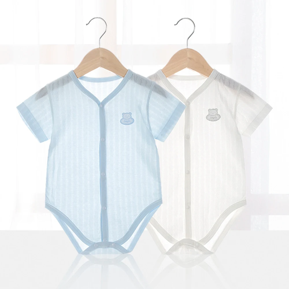 Newborn Baby Bodysuits for Boy Girl Summer Thin Outwear Casual Short Sleeve Toddler Kids Jumpsuits Children Clothes