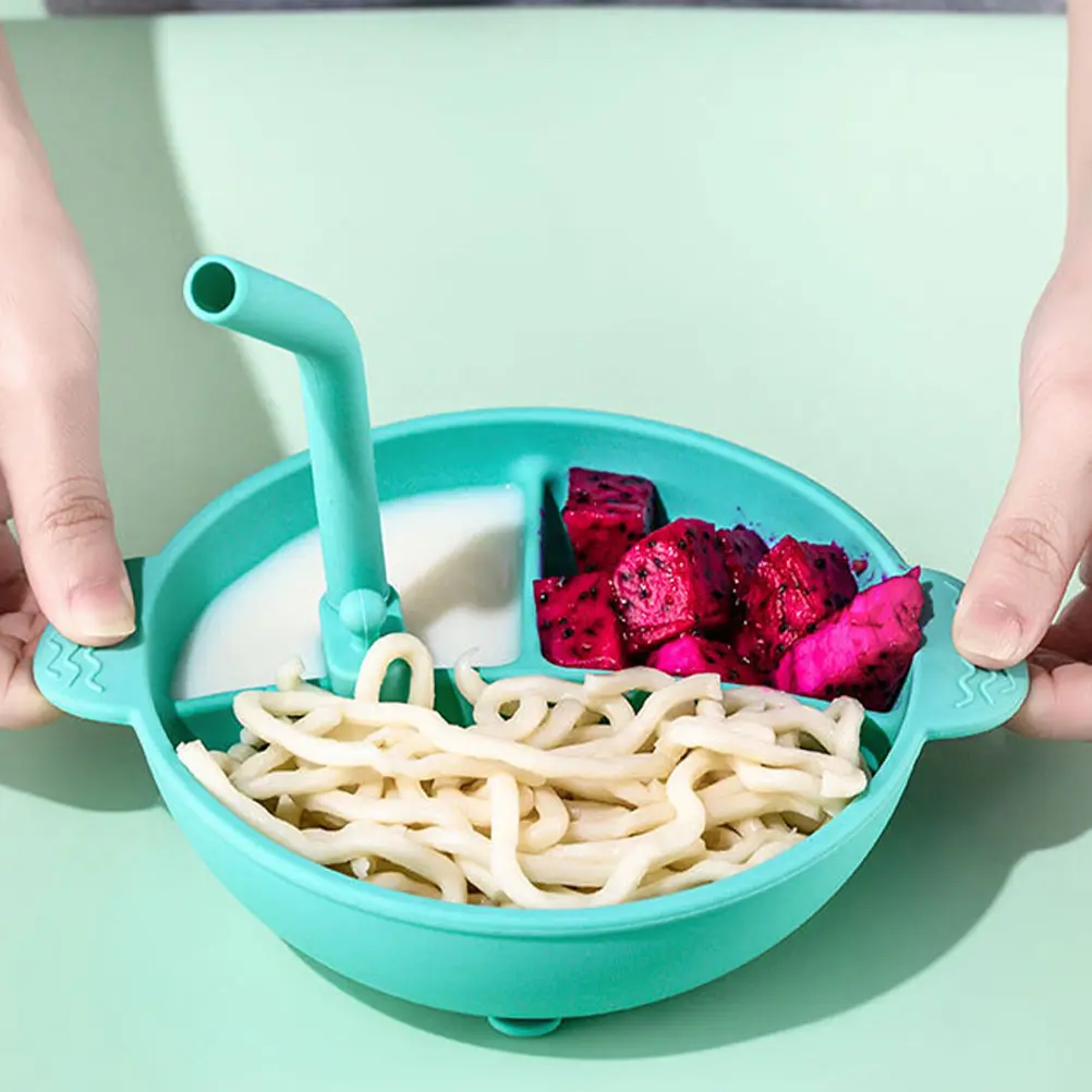 

1 комплект, тренировочная миска для детского питания, миска для детского питания, соломенный дизайн, многосеточная двойная ручка, нескользящая присоска, детская посуда