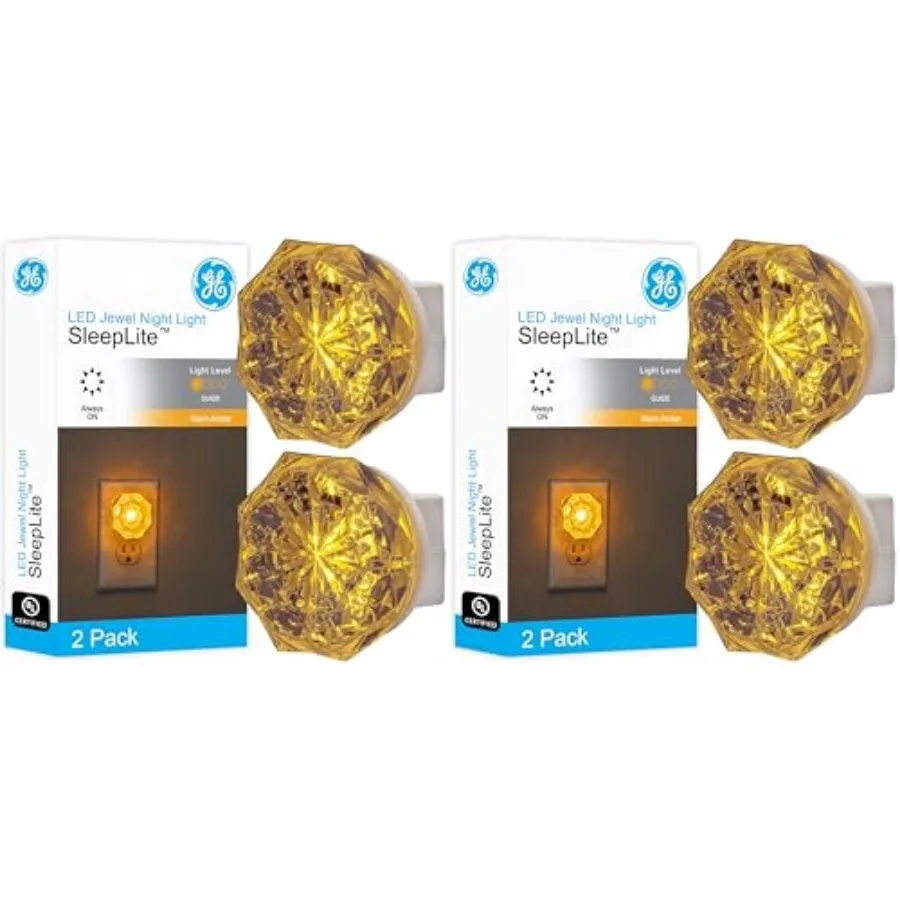 

Jewel LED Night Light, Plug-in, Dusk to Dawn Sensor, Amber, UL-Certified, Energy Efficient, Ideal Nightlight for Bedroom, Bathr