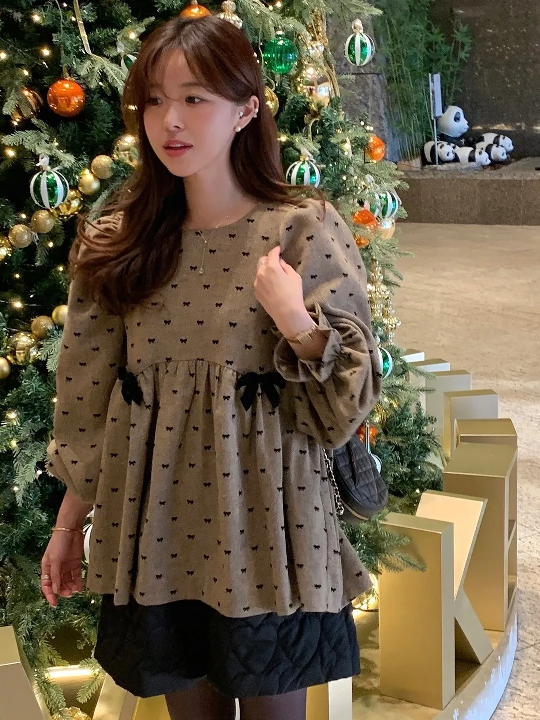 ريترو إلي المرأة irt ربيع 2026 جديد Faion العمر-Defng دمية الأعلى الكورية تصميم تحسس فقاعة القطن Sve القطن irt