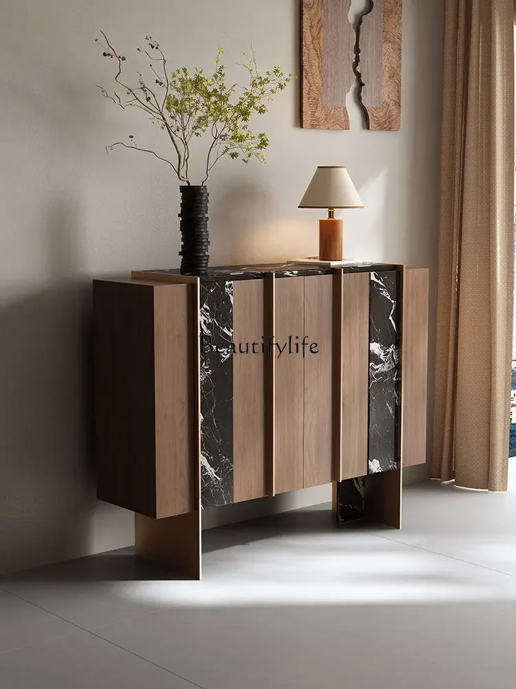 

03.Medieval solid wood shoe cabinet retro simple villa living room dining room wall locker