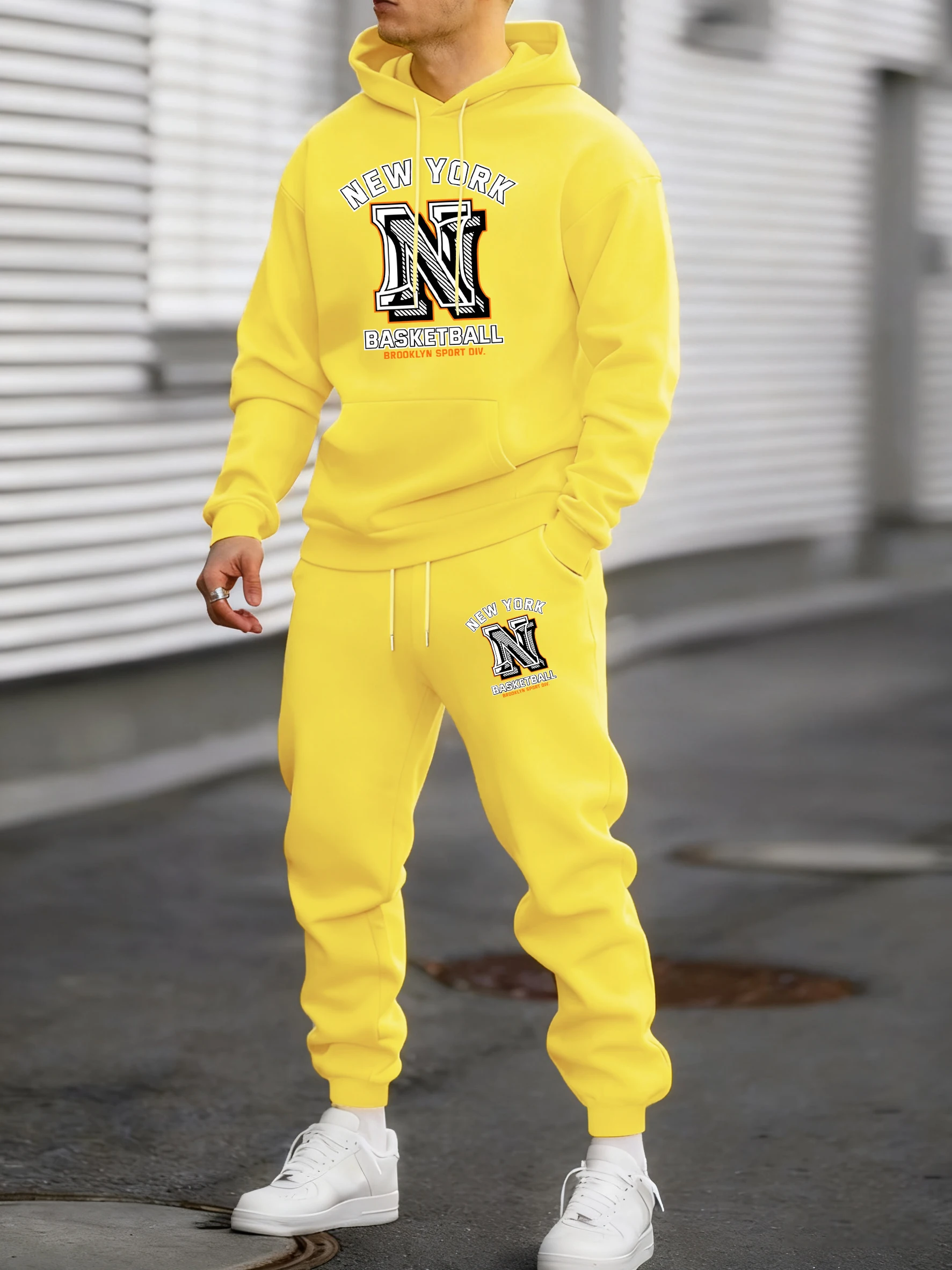 

Мужской спортивный комплект New York Brooklyn Basketball Design, флисовые теплые простые брюки, уличная мода, повседневные толстовки, свободная базовая одежда для мужчин