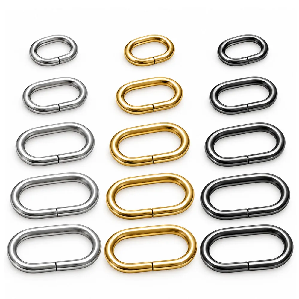 5pcs Metal Belt Loop Oval Rings Non-welded O-Ring D Ring for Backpack Bag Watch Strap Dog Collar Leather Webbing Accessories