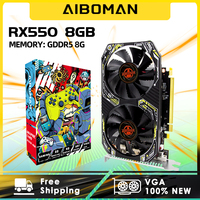 AIBOMAN Black Yellow Cool AMD RX550 4GB GDDR5 Graphics Card 128Bit Dual Fan Computer Assembly Accessories Electric Office Games