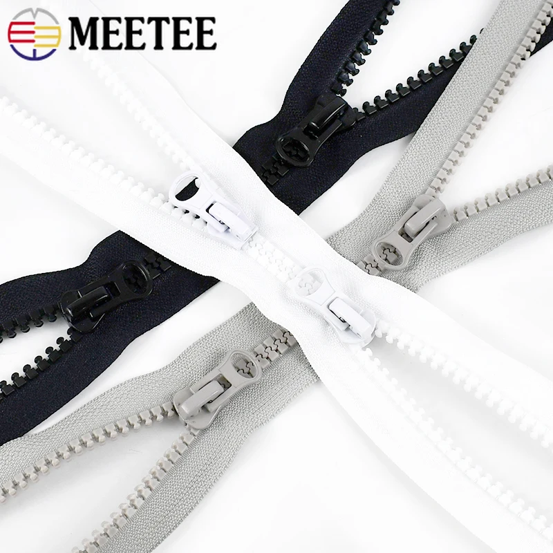 8 #   Meetee 15-500 مللي متر الراتنج سستة الشريط مع مزدوجة المنزلق سترة الأحذية المفتوحة سحابات أكياس البريدي طقم تصليح DIY بها بنفسك الخياطة اكسسوارات