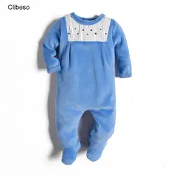 2024 Clibeso Newborns Baby Winters Bodysuit Rompers Footie Clothes Child Jumpsuits Velvet Rompers Birthday Infant Spring Clothes