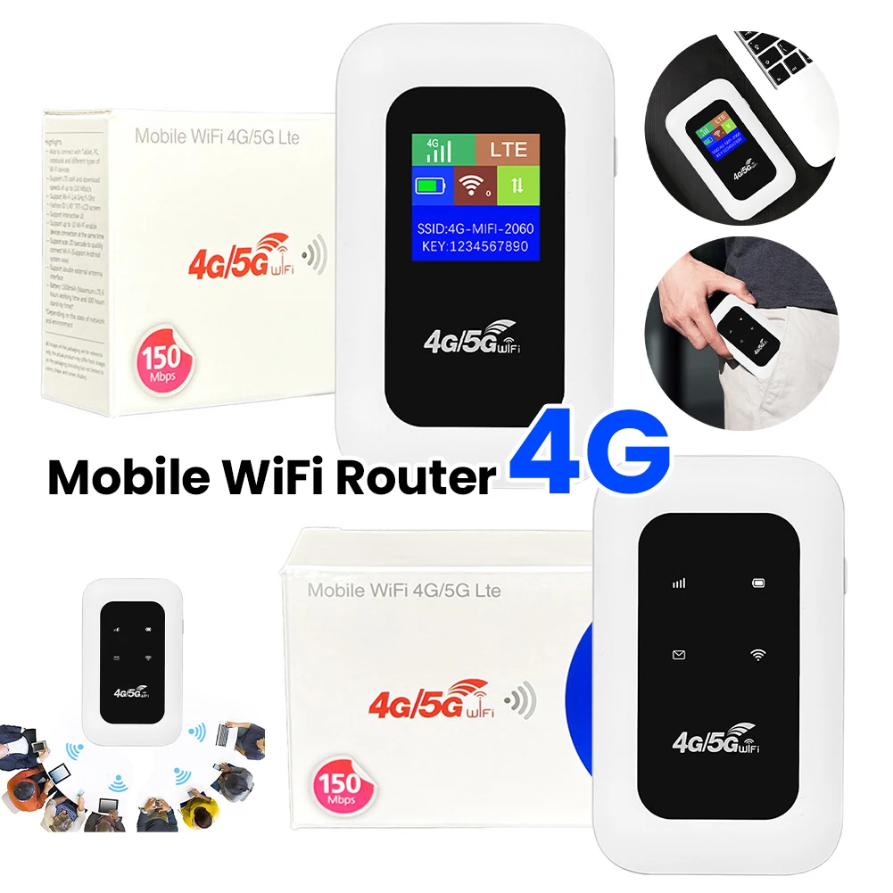 

4G LTE Pocket Wifi Hotspot with SIM Card Slot 150Mbps Portable WiFi Router Wireless Wifi Modem for Home Office RV Camping
