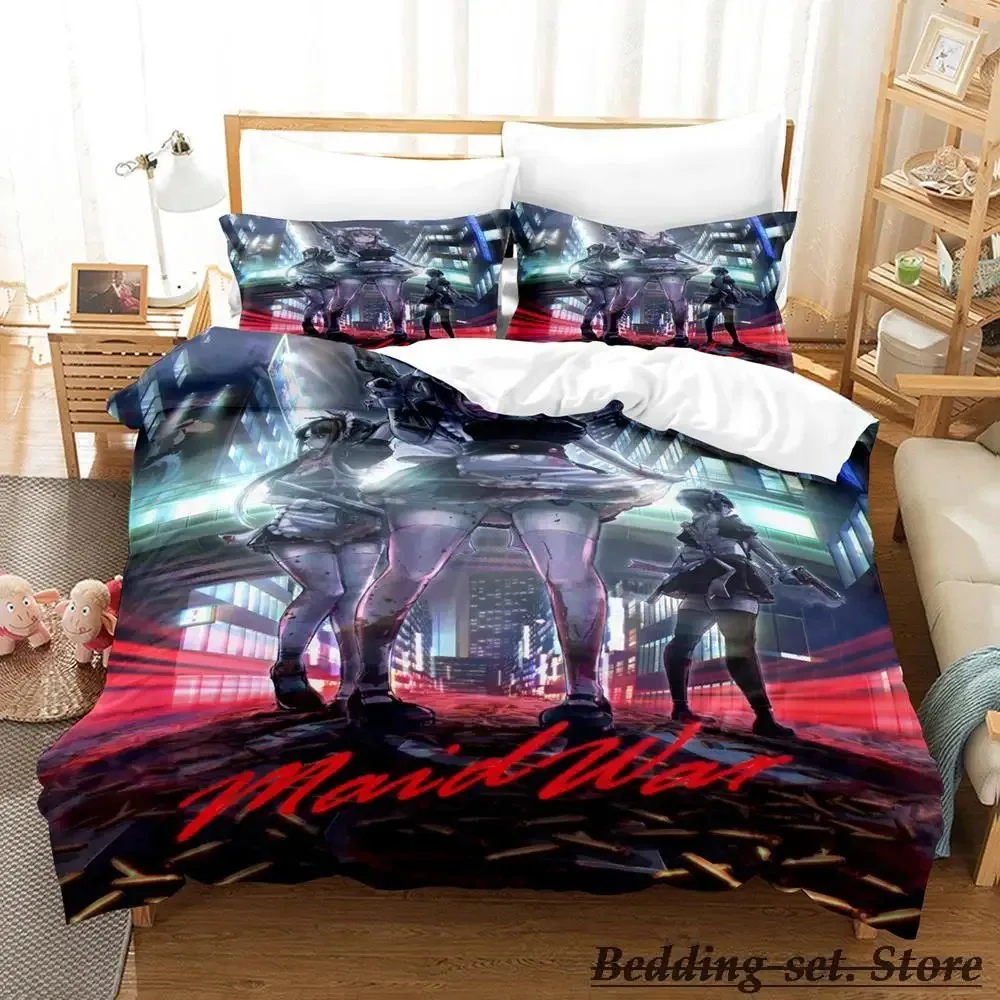 akiba maid war Bedding Set Single Twin Full Queen King Size Bed Set Aldult Kid Bedroom Duvetcover Sets Anime parure de lit Bed