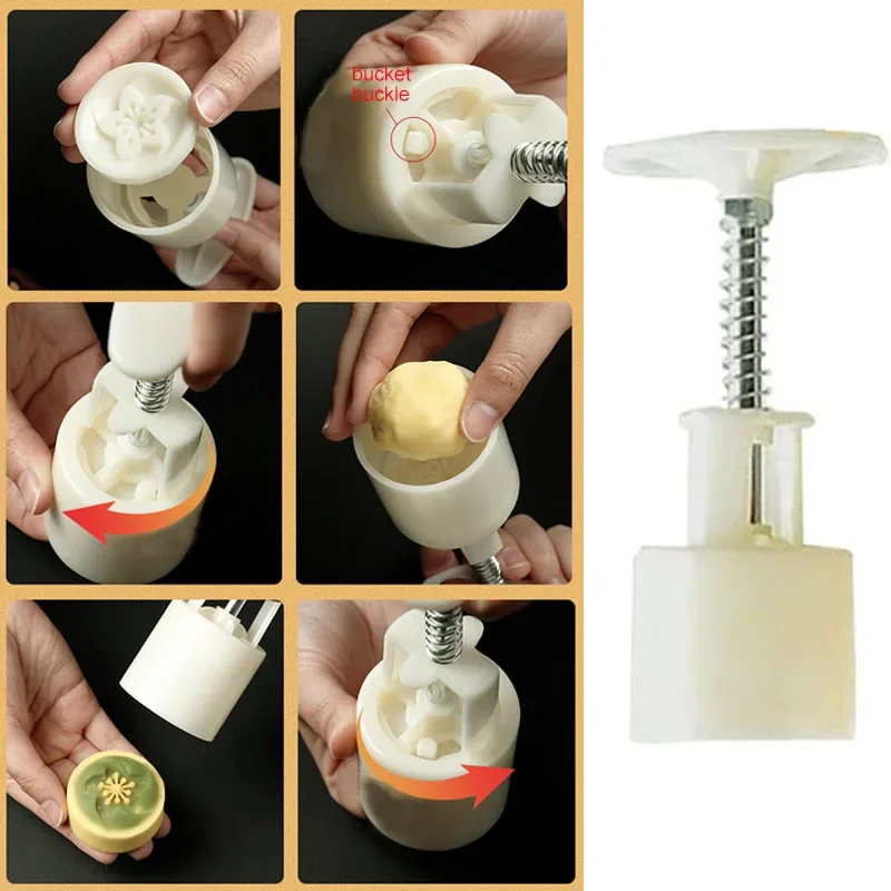 1 Set DIY Backform für Mondkuchen, Handpresse-Keksstempel, Mondform für Kuchendekoration, Gebäck-DIY-Werkzeug, Backzubehör, Bar-Tool, Mittelherbstfest – Detail 6