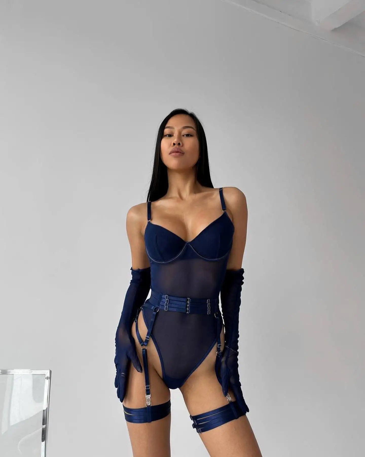 MIRABELLE MIRABELLE Tight Fitting Lace Bodysuit See Through Sexy Lingerie Body With Gloves Garter Outfit Erotic Sets