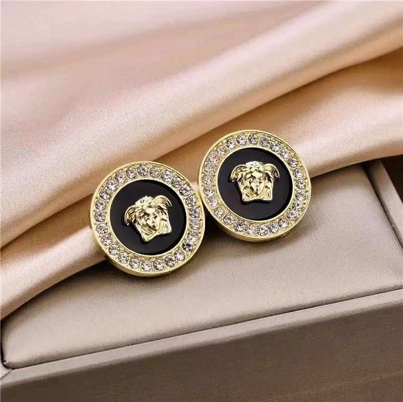 أقراط مزاجية مرصعة بالألماس، أقراط زيتية بتصميم هندسي لطيف على الطراز الفرنسي القديم #2