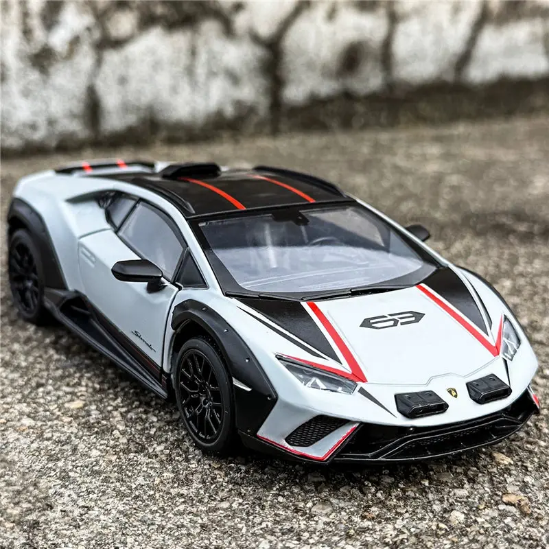 Modelo de Auto Deportivo Lamborghini Huracán Sterrato de Aleación a Escala 1:32, Auto de Carreras de Metal Fundido a Presión, Modelo de Vehículo con Sonido y Luz, Regalo para Niños