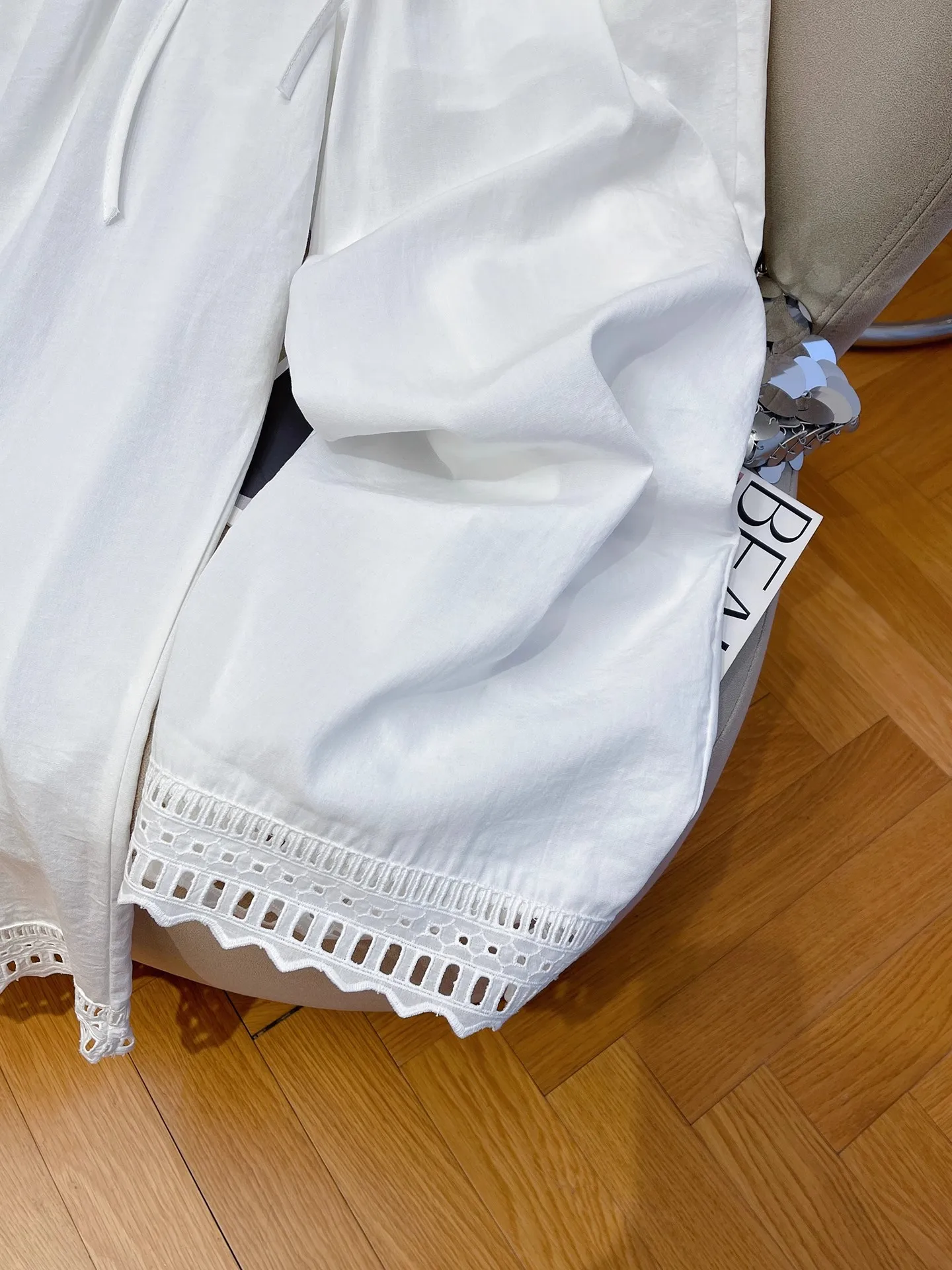 Extra Large 300 Pou High Waist Straight Leg Pants Women's Summer Dstring Wide Leg Casual Long Trousers Hollow out Thin