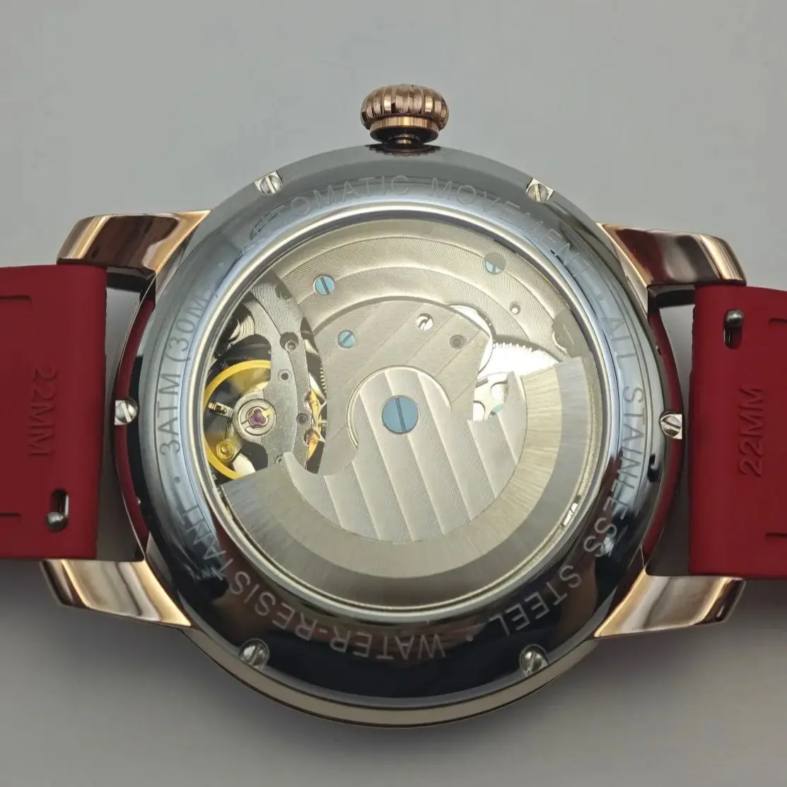 ROKATIE Orologi da polso meccanici Cinese Snake Relief Acciaio inossidabile 316L Orologio automatico unico Orologio con cinturino in caucciù scheletrato 5ATM