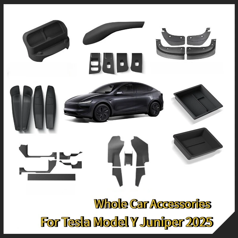 

For Tesla Model Y Juniper 2025 Storage Box Organizer Center Console Trays Drawer Armrest Wireless Charger Mat Car Accessories