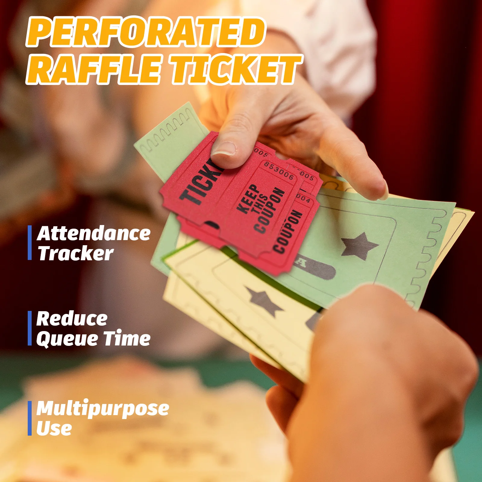 

1000pc Lottery Tickets Raffle Event Party Game Ticket Roll Numbered Coated Paper Heavy Thick Suitable Activities