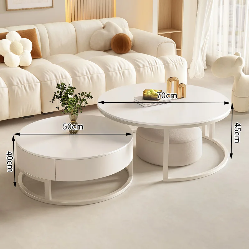 Living room for home use, modern minimalism, round rock slab tea table