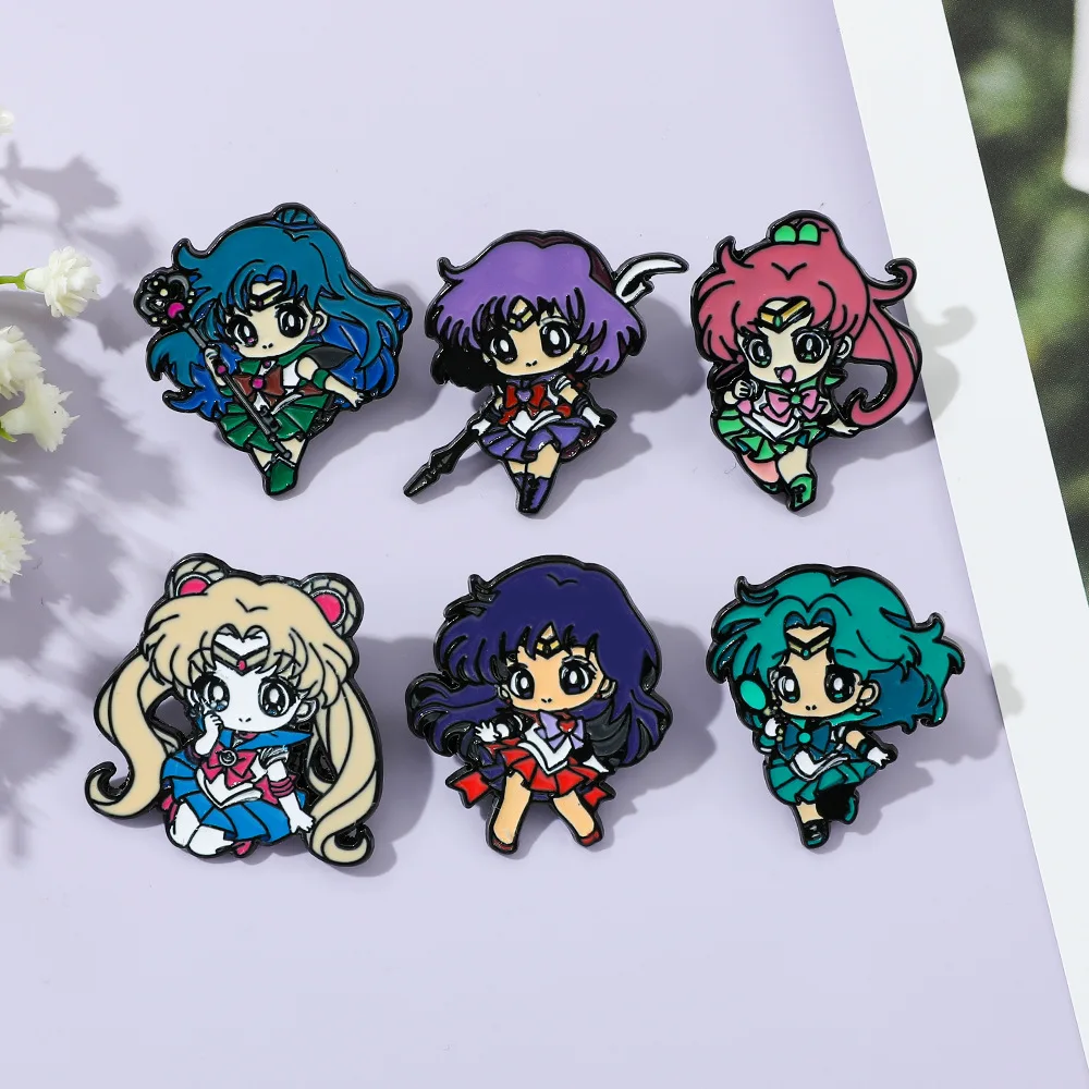 Anime Cartoon Sailor Moon Charakter-Brosche Prinzessin Emaille-Anstecknadel Schmuck Kleidung Rucksack Accessoires Geschenk für Freunde