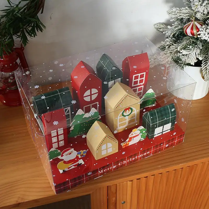 Christmas Ribbon Paper Box Christmas Transparent Lighted Box Packaging Box Pre-Lit Large Christmas Box Christmas Decor With