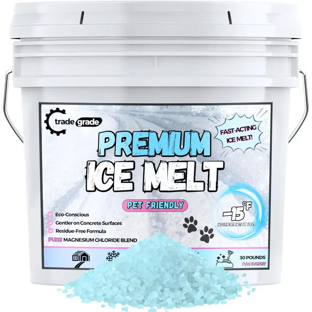 

Quick-Melt Magnesium Chloride Ice Remover, Safe for Pets and Surfaces, 30lb Pail