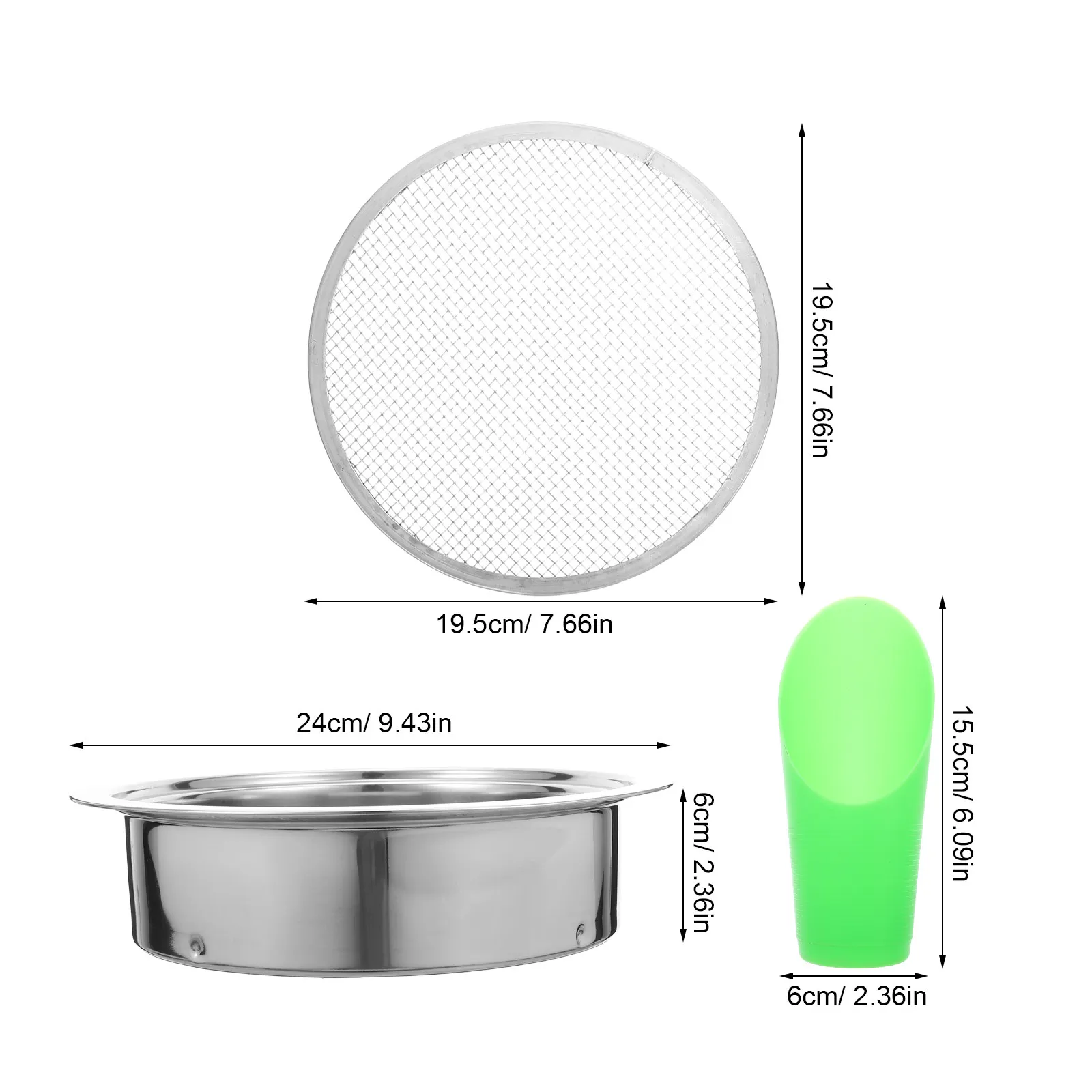 Garden Soil Sifter Set Stainless Steel Dual Mesh 1 3 5Mm Soil Riddle Screen Shovel for Compost Sand Dirt Bonsai Potting