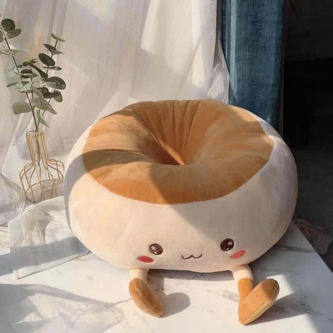 2023 New Creative Toast Bread Futon Lazy Cushion Home Floor Chair Cushion Plush Office Window Tatami Pudding Butt Round Cushions