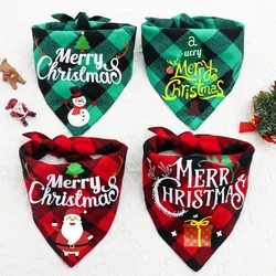 Dog triangle towel Christmas Bandanas Classic Xmas Thanksgiving Pet Scarf Bibs Kerchief Holiday Birthday Decoration for Dog Cat