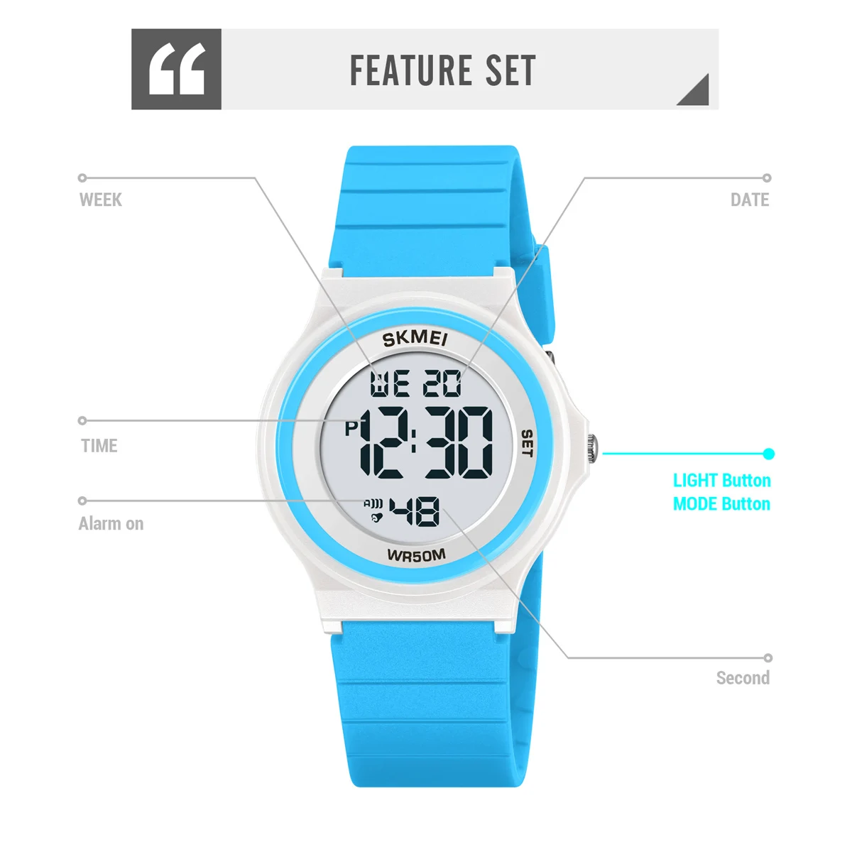 SKMEI Waterproof Kids Watches Alarm Clock Sport Children Watch For Boys Girls Luminous Student Digital Electronic Wristwatches