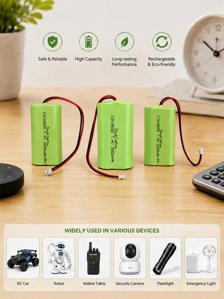 7,4 V 2200 mAh-3500 mah 18650 akumulatory litowo-jonowe z mikrofonem PCB zabawki elektroniczne akumulator litowy wielokrotnego ładowania wtyczka PH2.0 — zdjęcie produktu 7