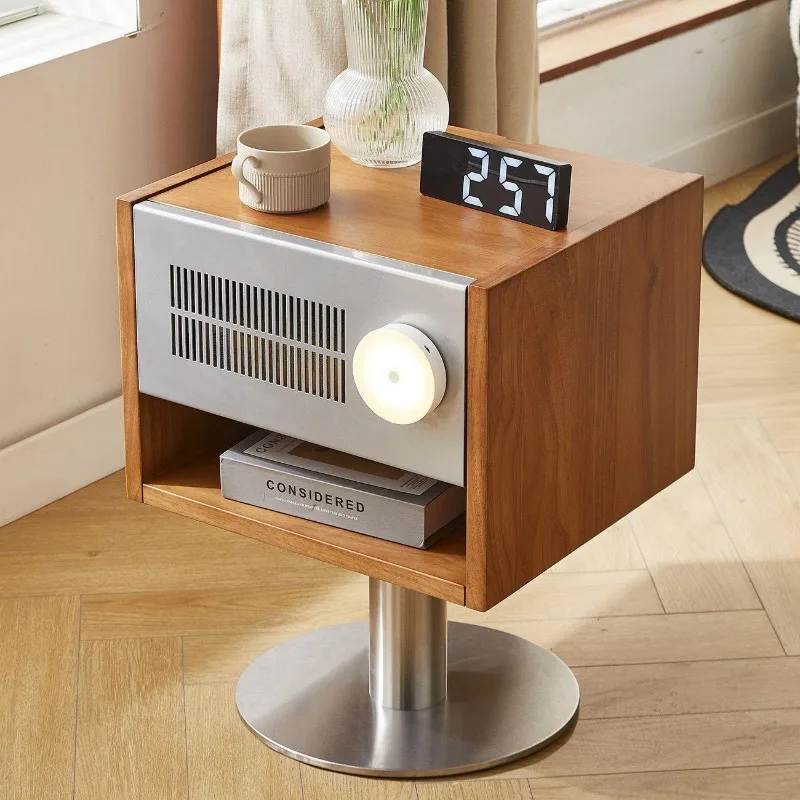 Solid Wood Nightstand Bauhaus Mid Century Retro Bedroom Sofa Minimalist Storage Cabinet Small Creative Bedside Table