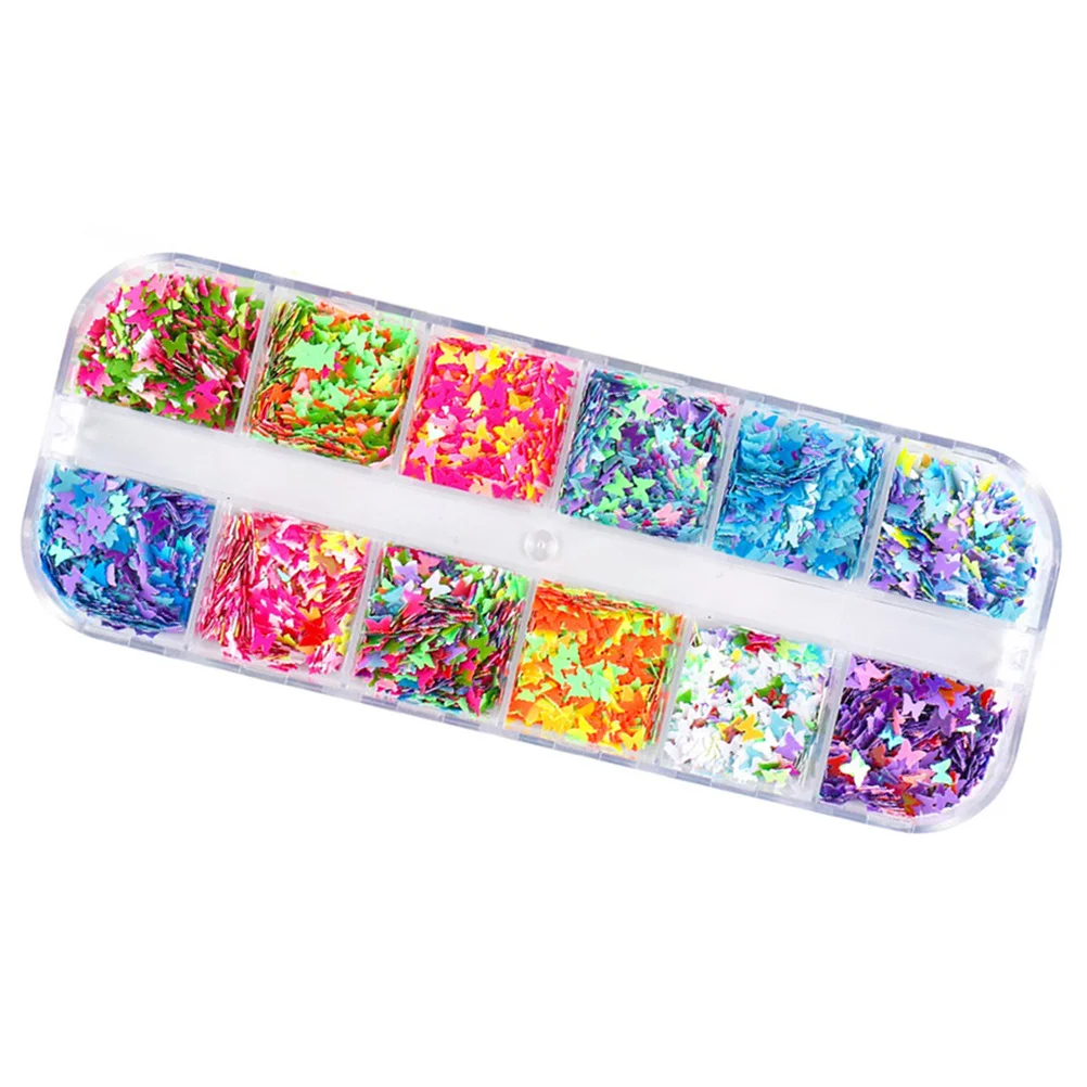 12 色アートスパンコールキラキラグリッタースパンコールマニキュア装飾用 1 ボックスネイルスパンコールマニキュアスパンコールネイルデザインツール