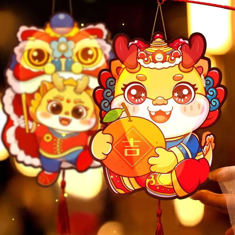 Dragon Lantern Spring Festival PVC Waterproof Portable Lantern New Year Cartoon Chinese Style Dragon Lantern DIY Handmade