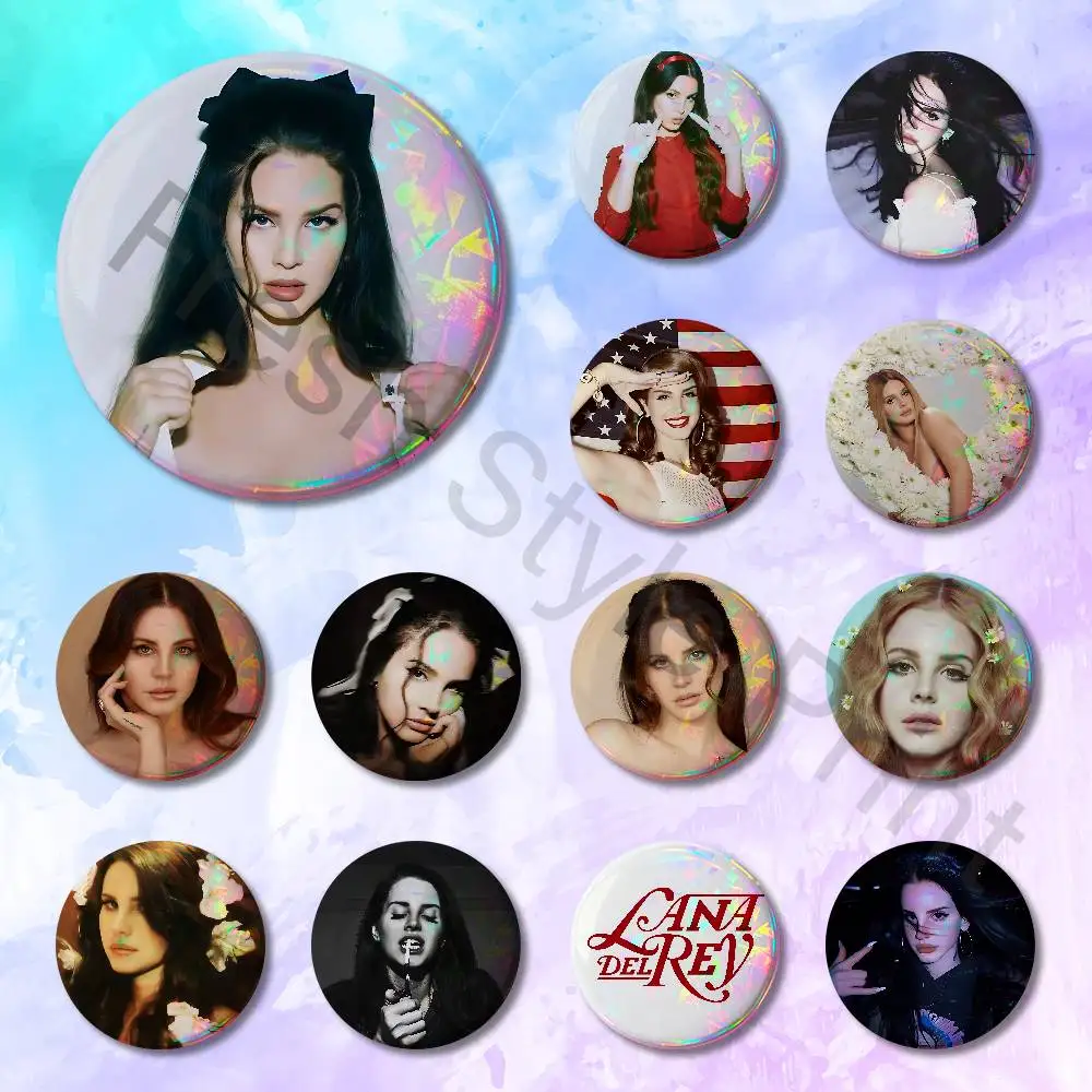 

Singrt L-Lana Del Rey Enamel Pin Tinplate Round Brooch Cosplay Nijigen Otaku Culture Badges 58mm 44mm 32mm 75mm 25mm