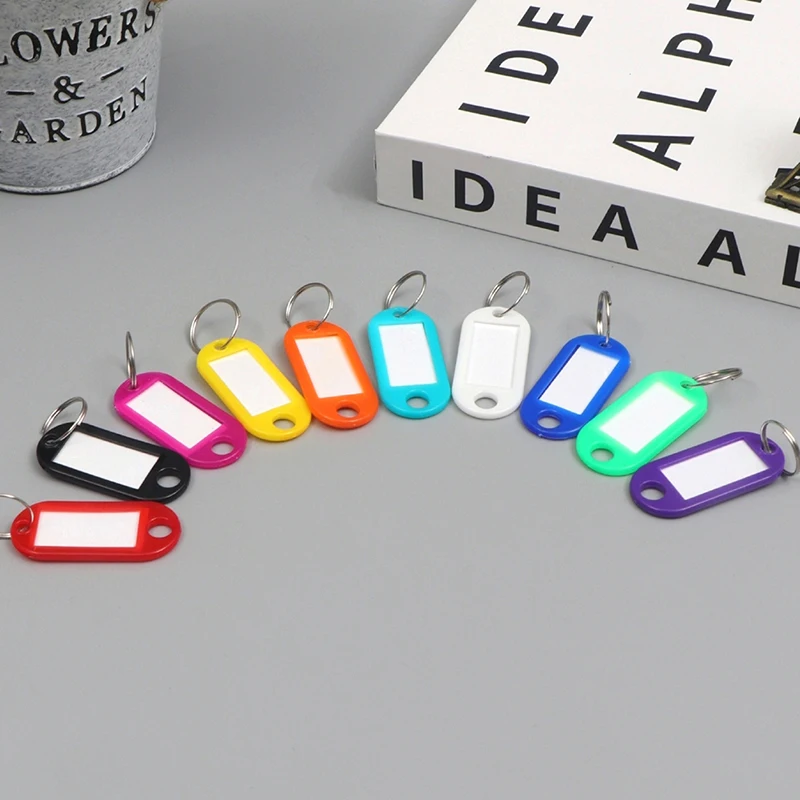 50Pcs Colorful Keychain Key Tag Label ID Name Room Address TEL Number Marker Key Tag Baggage Tag With Split Ring